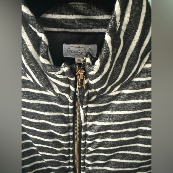 Mud Pie Women's Top Striped Zip Front Vest Closure Pockets Sleeveless Medium - Picture 3 of 7